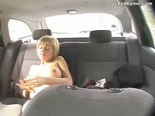 Attractive busty amateur banged inside a car