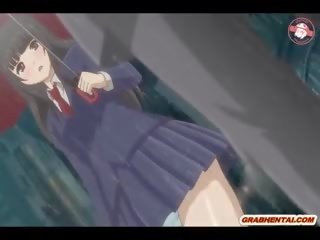 Japansk anime ms blir squeezing henne pupper og finger