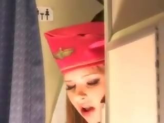 Alluring stewardess gets fresh sperm aboard