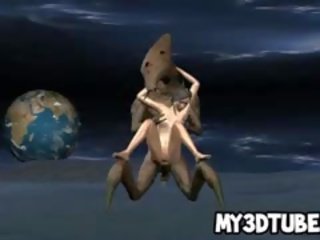 Foxy 3D seductress Gets Fucked By An Alien On The Moon