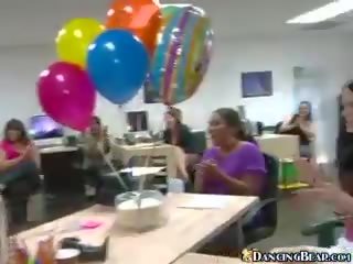 Office party with ballonsclothed females and naked males