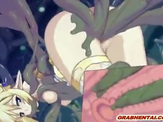 魅力的な エロアニメ エルフ キャッチ と 傑出した 掘削 wetpussy バイ s