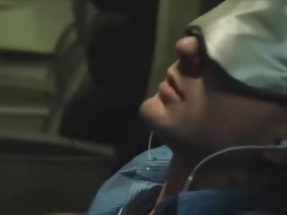 Amazing stewardess sucking sleeping passenger