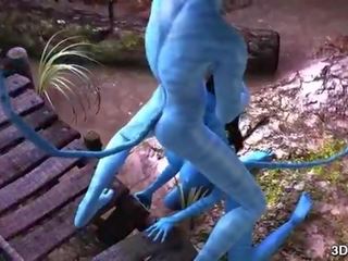 Avatar 特點 肛門 性交 由 巨大 藍色 陽具