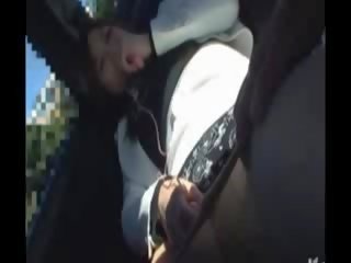 A backseat blowjob from a sexually aroused milf before he gets to fuck her
