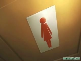 Estudiante manga teta joder y standingfucked en la lavabo