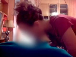 Young daughter blowjob fixin's penis for 8 minutes with condom (censored face)