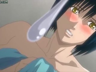 Berpayu dara besar anime mendapat besar dildo/ alat mainan seks dalam