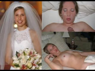 Brides wedding dress before during shortly thereafter compilation cuckold facial cumshot