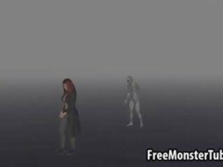 3D Redhead Sucks putz And Gets Fucked By A Zombie