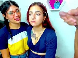 Latinas Fondle Each Other's Tits and get Throatfucked: Webcam Blowjob sex clip