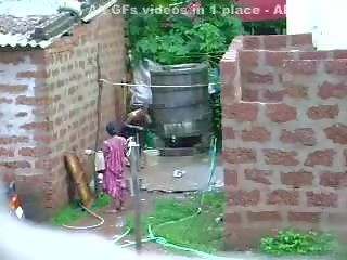 Watch This Two swell Sri Lankan lassie Getting Bath In Outdoor