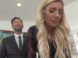Grieving Blonde Widow Blows and Fucks Stiff phallus Next to Cuckolded Husband