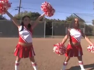 Cheerleader Girls immediately thereafter Football Game with Quarterback