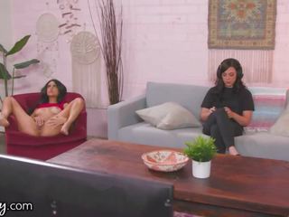 Girlsway Eliza Ibarra Gets Caught By Roommate Whitney Wright While Masturbating xxx movie vids