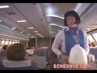 Stewardess gives handjob blowjob and fucked