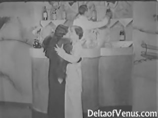 Vintage sex video mov from the 1930s FFM Threesome Nudist Bar